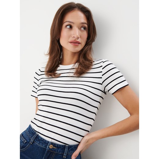 Mohito - T-shirt w paski - biały ze sklepu Mohito w kategorii Bluzki damskie - zdjęcie 178327013