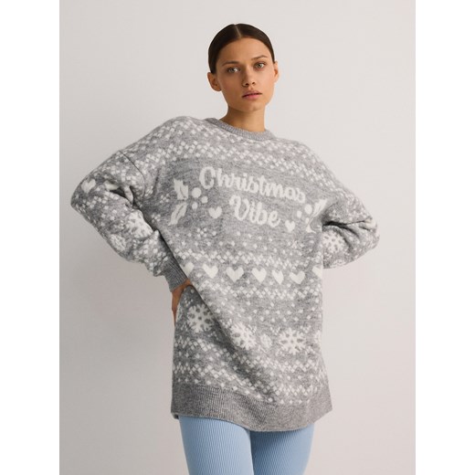Reserved - Sweter ze świątecznym motywem - ciemnoszary ze sklepu Reserved w kategorii Swetry damskie - zdjęcie 178327243