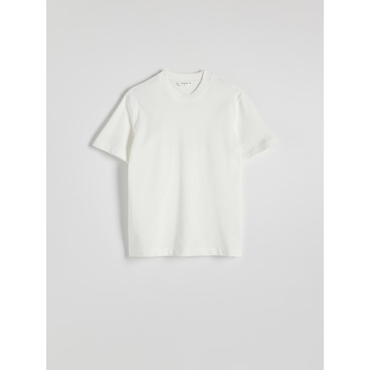 Reserved - Bawełniany t-shirt regular - złamana biel ze sklepu Reserved w kategorii T-shirty męskie - zdjęcie 178330814