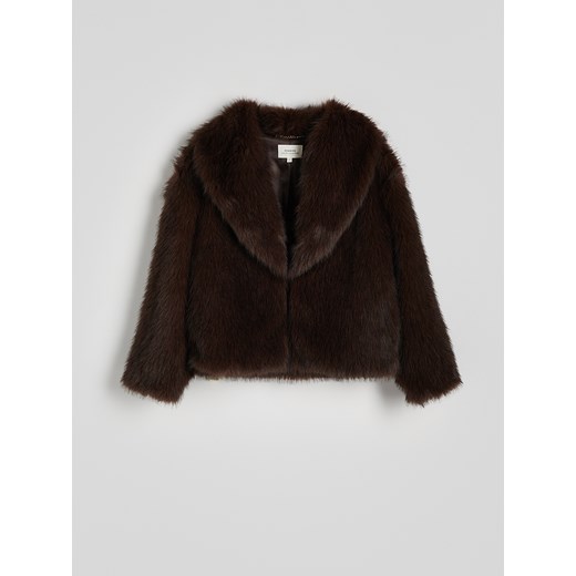 Reserved - Kurtka ze sztucznego futerka - ciemnobrązowy Reserved M promocyjna cena Reserved