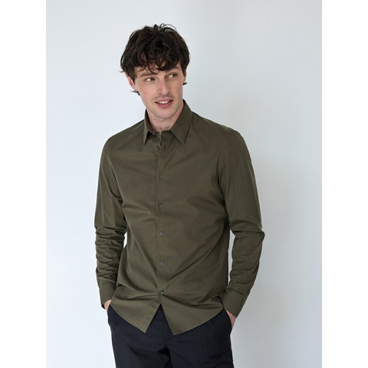 Reserved - Koszula slim z bawełny egipskiej - ciemnozielony Reserved S promocyjna cena Reserved