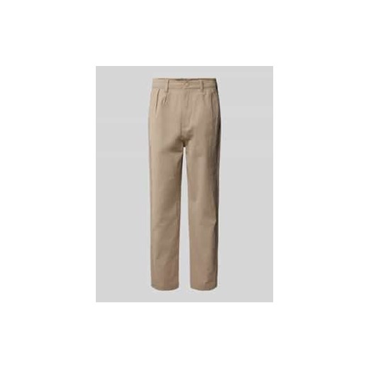 Spodnie o kroju tapered fit z zakładkami w pasie i szlufkami na pasek ze sklepu Peek&Cloppenburg  w kategorii Spodnie męskie - zdjęcie 178339161