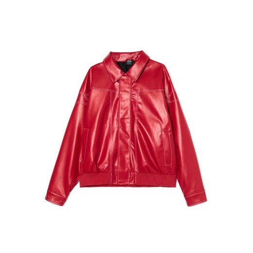 Cropp - Czerwona kurtka z imitacji skóry UNISEX - czerwony ze sklepu Cropp w kategorii Kurtki męskie - zdjęcie 178339343