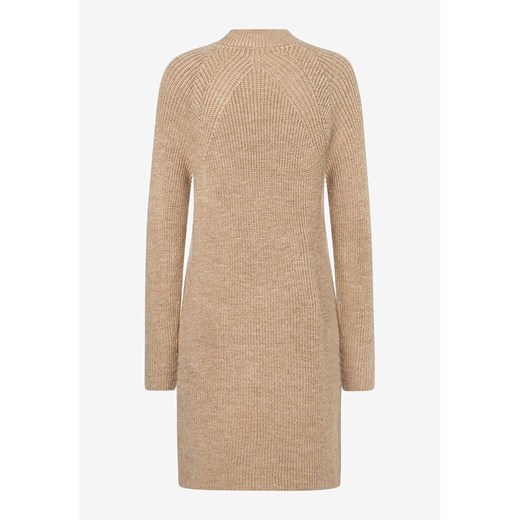 Sukienka brązowa More & z poliamidu casualowa z golfem z długim rękawem 