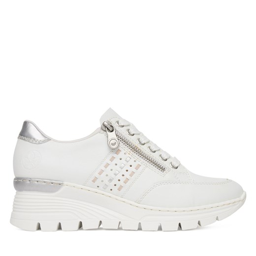 Buty sportowe damskie Rieker sneakersy białe na platformie 