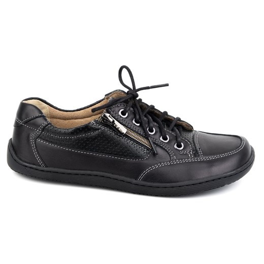 BAREFOOT Damskie minimalistyczne półbuty skórzane OLIVIER 770 perforowane czarne ze sklepu butyolivier w kategorii Półbuty damskie - zdjęcie 178345294