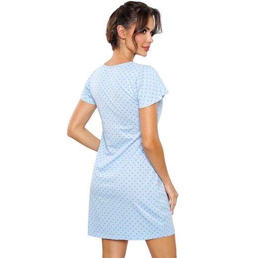 Bawełniana koszula nocna damska w kropki Sky, Kolor błękitny, Rozmiar S, Donna ze sklepu Intymna w kategorii Koszule nocne - zdjęcie 178348274