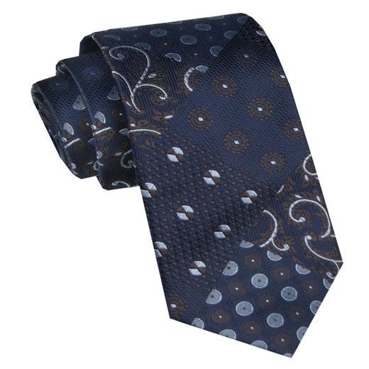 Elegancki i Modny Krawat Jedwabny - Alties - Granatowy, Mix Wzorów KRALTSJ0006 ze sklepu JegoSzafa.pl w kategorii Krawaty - zdjęcie 178348944