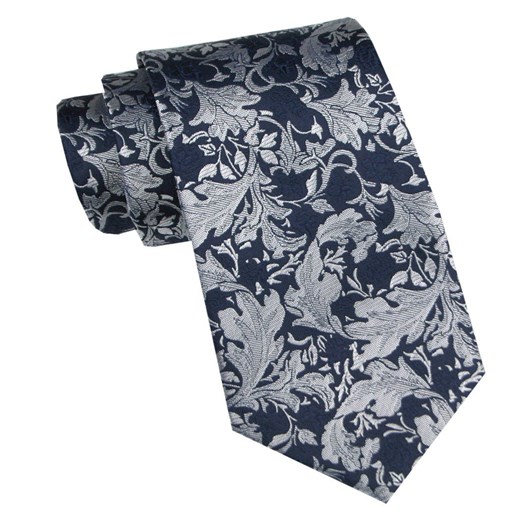 Elegancki i Modny Krawat Jedwabny - Alties - Granatowy z Kwiatowym Wzorem KRALTSJ0003 ze sklepu JegoSzafa.pl w kategorii Krawaty - zdjęcie 178348950