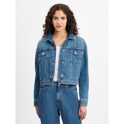 BOSS Orange Damska kurtka dżinsowa - Trucker Kobiety medium stone jednolity ze sklepu vangraaf w kategorii Kurtki damskie - zdjęcie 178349110