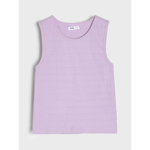 Sinsay - Koszulka z prążkowanej dzianiny - fioletowy Sinsay 146 Sinsay