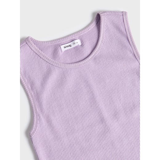 Sinsay - Koszulka z prążkowanej dzianiny - fioletowy Sinsay 164 Sinsay