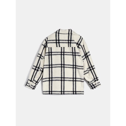 Kurtka damska Sinsay biała krótka bez kaptura w kratkę na wiosnę casual 