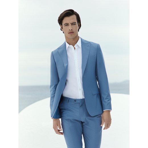Reserved - Marynarka slim fit z dodatkiem wełny - jasnoniebieski ze sklepu Reserved w kategorii Marynarki męskie - zdjęcie 178352181