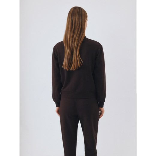 Reserved - Gładka bluza z bawełną - ciemnobrązowy Reserved M Reserved