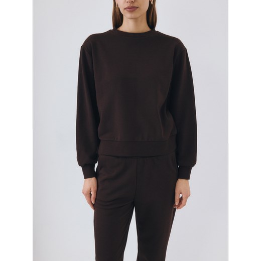 Reserved - Gładka bluza z bawełną - ciemnobrązowy Reserved M Reserved