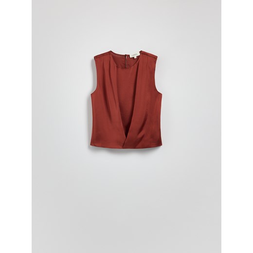 Reserved - Bluzka z kopertowym przodem - karminowy Reserved L Reserved