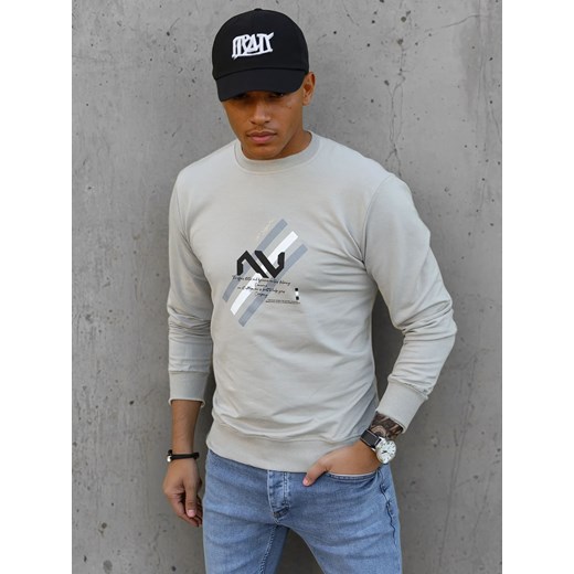 Bluza męska z nadrukiem beżowa Dstreet BX5363 ze sklepu DSTREET.PL w kategorii Bluzy męskie - zdjęcie 178355701