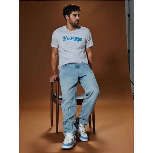 Sinsay - Koszulka - kremowy ze sklepu Sinsay w kategorii T-shirty męskie - zdjęcie 178358923