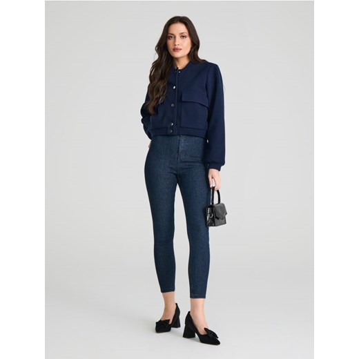 Sinsay - Jeansy skinny high waist - granatowy ze sklepu Sinsay w kategorii Jeansy damskie - zdjęcie 178359062