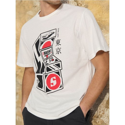 Sinsay - Koszulka comfort fit - kremowy ze sklepu Sinsay w kategorii T-shirty męskie - zdjęcie 178359071