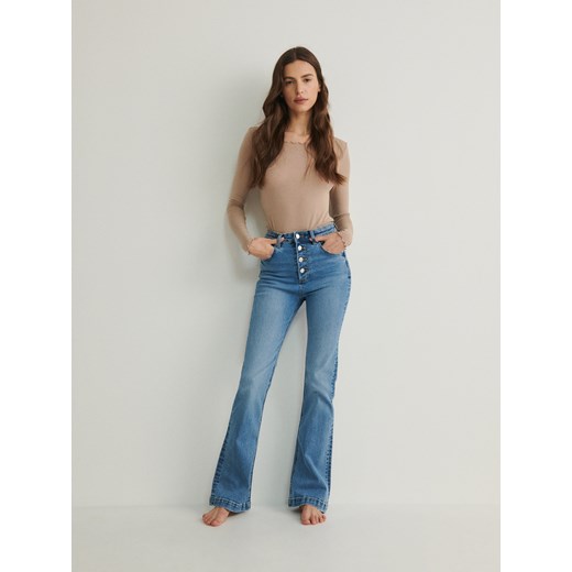 Reserved - Jeansy flare high waist - niebieski Reserved 38 okazja Reserved