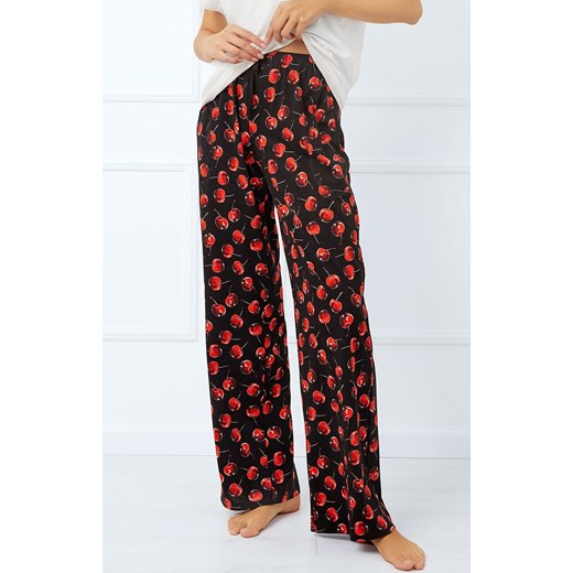 Spodnie damskie długie od piżamy Cherry, Kolor czarno-czerwony, Rozmiar S, Italian Fashion ze sklepu Intymna w kategorii Piżamy damskie - zdjęcie 178365854