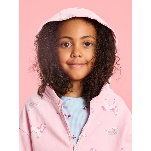 Sinsay - Bluza z kapturem w jednorożce - różowy Sinsay 134 Sinsay
