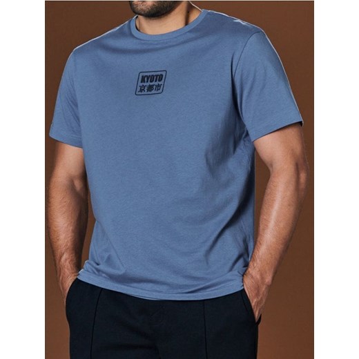 Sinsay - Koszulka z ozdobnym nadrukiem - niebieski ze sklepu Sinsay w kategorii T-shirty męskie - zdjęcie 178371753