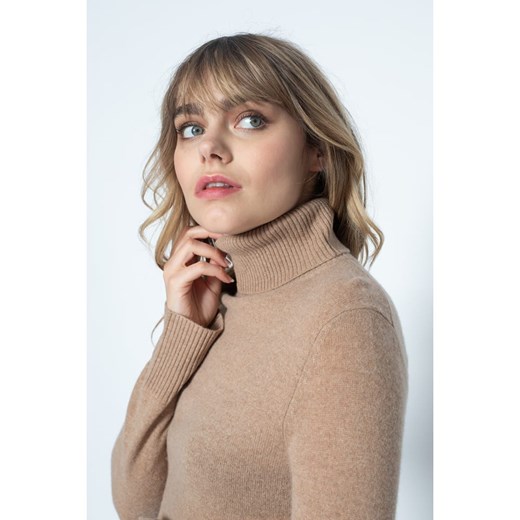 Beżowy sweter damski Perfect Cashmere kaszmirowy casual 