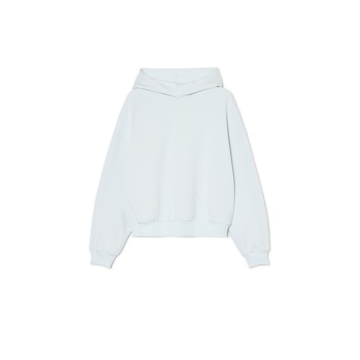 Cropp - Błękitna bluza z kapturem - błękitny ze sklepu Cropp w kategorii Bluzy damskie - zdjęcie 178372593
