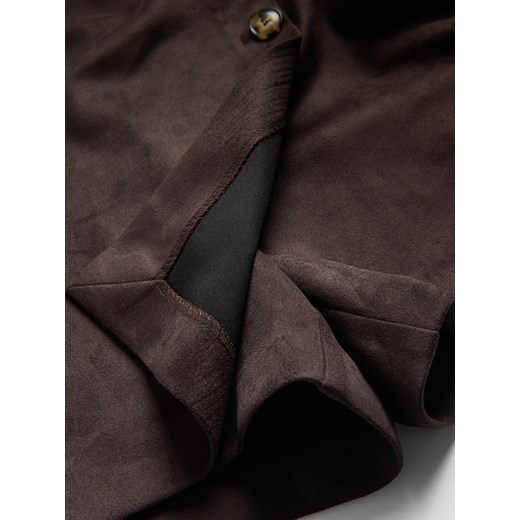 Reserved - Spódnico-szorty z imitacji zamszu - ciemnobrązowy Reserved S Reserved