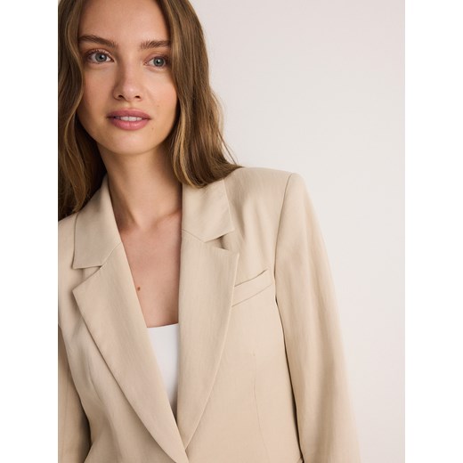 Reserved - Taliowana marynarka z lyocellem - złamana biel Reserved XL Reserved