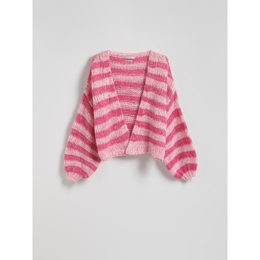 Reserved - Kardigan z obniżoną linią ramion - pastelowy róż Reserved S Reserved