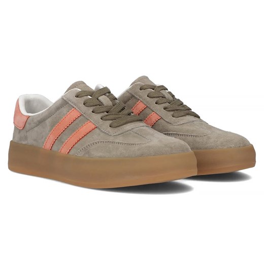 Skórzane sneakersy damskie na platformie - Filippo DP6764/25, khaki Filippo 36 ulubioneobuwie