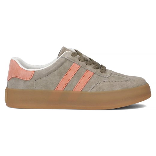 Skórzane sneakersy damskie na platformie - Filippo DP6764/25, khaki Filippo 39 ulubioneobuwie