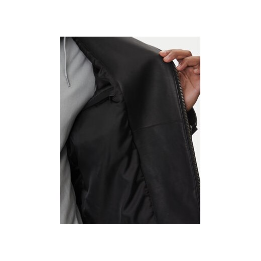 HUGO Kurtka skórzana Ludok 50530780 Czarny Regular Fit M MODIVO