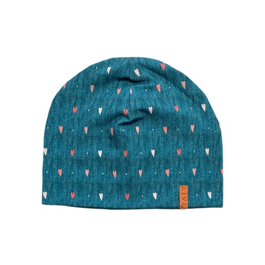 LiVi Czapka-beanie &quot;Herz türkis&quot; w kolorze turkusowym ze sklepu Limango Polska w kategorii Czapki dziecięce - zdjęcie 178383130