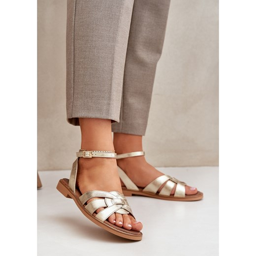Sandały damskie Lewski Shoes z klamrą skórzane casual