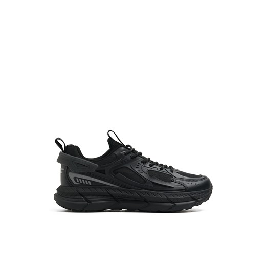 Cropp - Sneakersy z elementami skórzanymi i odblaskowymi - czarny ze sklepu Cropp w kategorii Buty sportowe męskie - zdjęcie 178389783