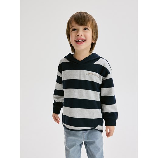 Reserved - Bawełniany longsleeve z kapturem - granatowy ze sklepu Reserved w kategorii Bluzy chłopięce - zdjęcie 178390264
