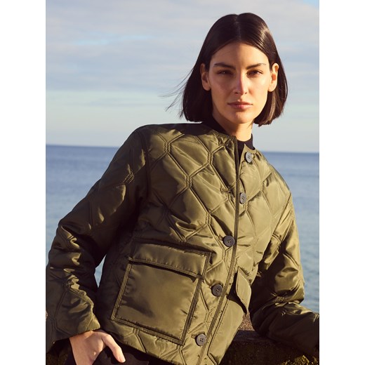 Reserved - Pikowana kurtka z kieszeniami - zielony Reserved L Reserved