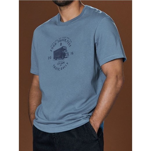 Sinsay - Koszulka z napisem - niebieski ze sklepu Sinsay w kategorii T-shirty męskie - zdjęcie 178391900