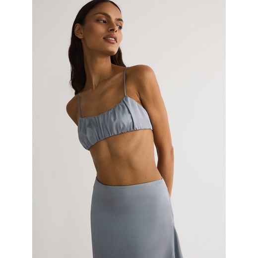 Reserved - Satynowy top bralette - szary Reserved L Reserved wyprzedaż
