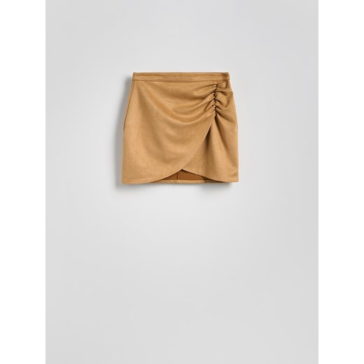 Reserved - Spódnica mini z marszczeniem - brązowy Reserved XL Reserved