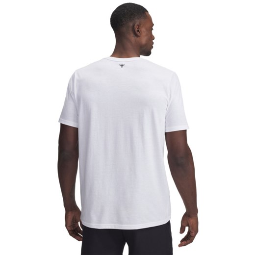 Męski t-shirt z nadrukiem Under Armour Project Rock Iron Paradise - biały ze sklepu Sportstylestory.com w kategorii T-shirty męskie - zdjęcie 178393344