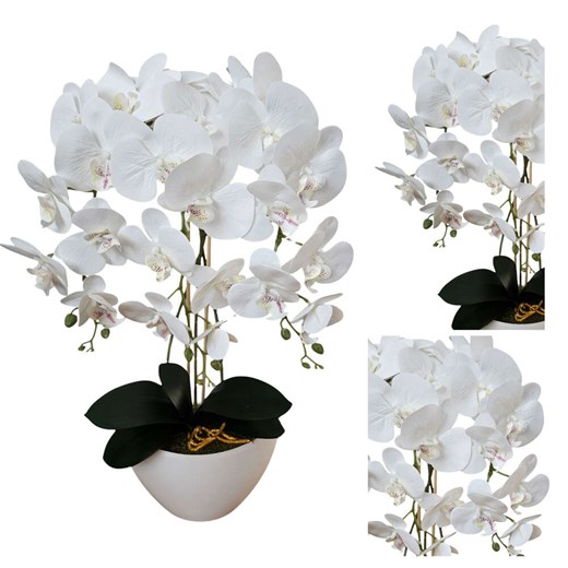 Biały storczyk orchidea- sztuczne kwiaty 60 cm 3pgbb Pantofelek24 60 cm. Pantofelek24.pl