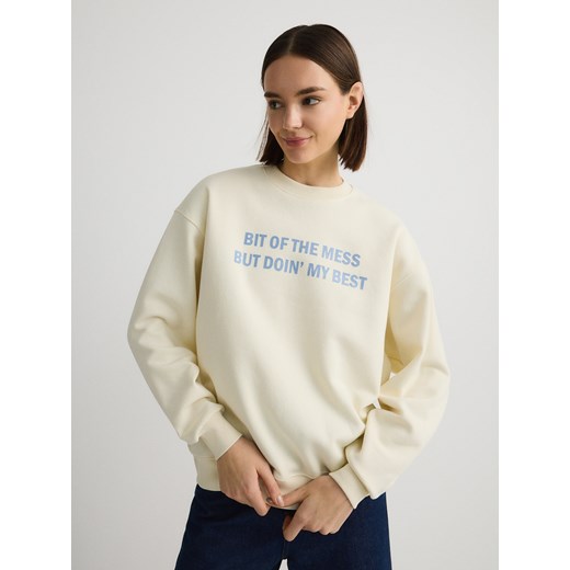 Reserved - Bluza z nadrukiem - kremowy ze sklepu Reserved w kategorii Bluzy damskie - zdjęcie 178395731