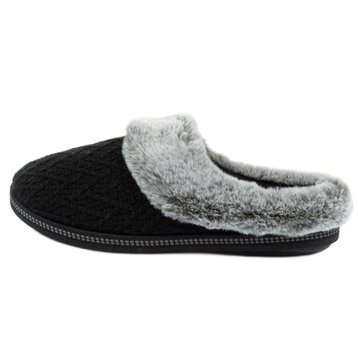 Kapcie Damskie Ocieplane Skechers 167225/BLK czarne ze sklepu ButyModne.pl w kategorii Kapcie damskie - zdjęcie 178400563