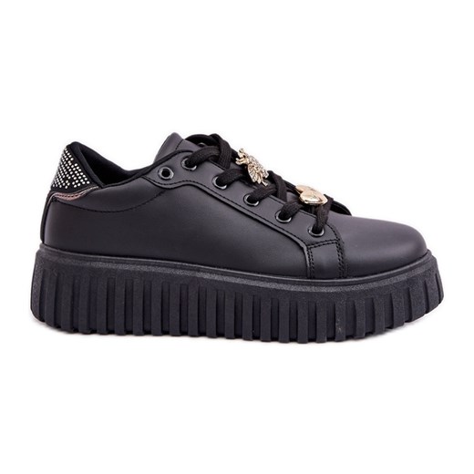 Sneakersy Damskie Z Przypinkami Czarne ze sklepu ButyModne.pl w kategorii Buty sportowe damskie - zdjęcie 178400883